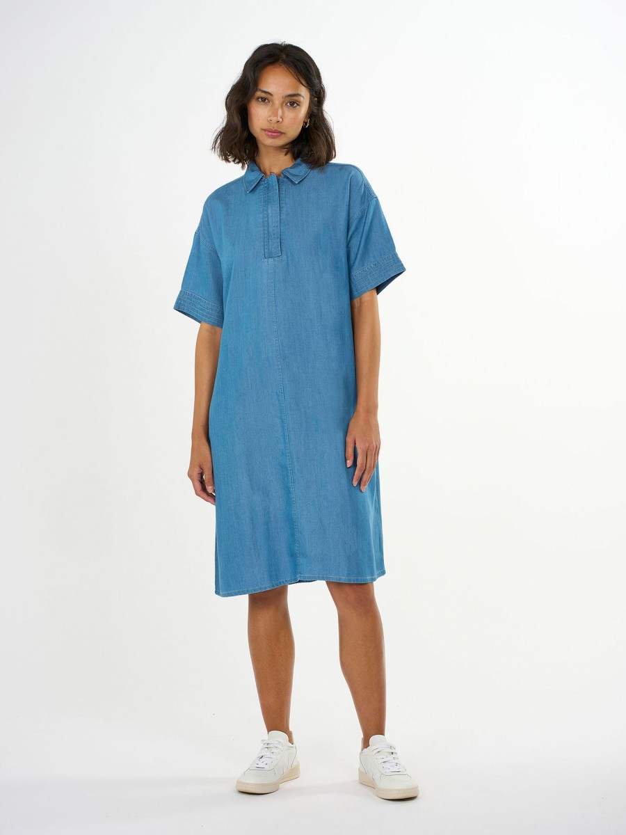 Damen Knowledge Cotton Apparel | Knowledge Cotton Apparel A-Shape Denim Dress Vintage Indigo | Xs