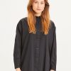 Damen Knowledge Cotton Apparel | Knowledge Cotton Apparel Lily Classic Volume Sleeve Shirt Black Jet | Xs