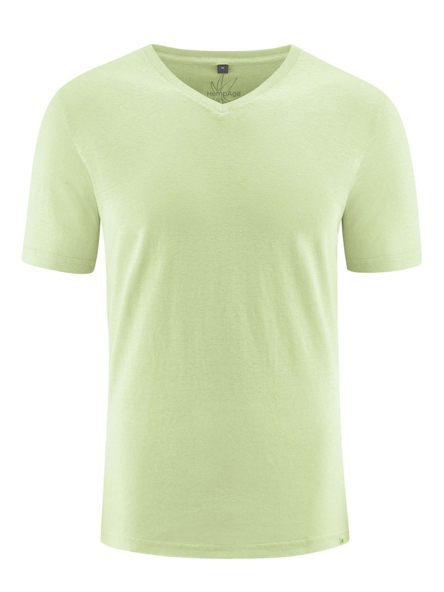 Herren HempAge | Hempage V-Neck Short Sleeve Matcha | S