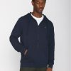 Herren Knowledge Cotton Apparel | Knowledge Cotton Apparel Zip Hood Kangaroo Badge Sweat Total Eclipse | S