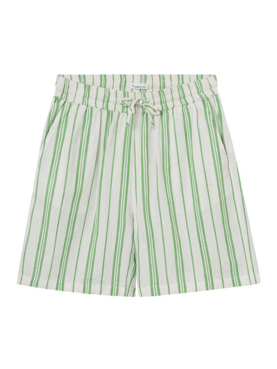 Damen Knowledge Cotton Apparel | Knowledge Cotton Apparel Cotton Elastic Waist Shorts Stripe | Xs