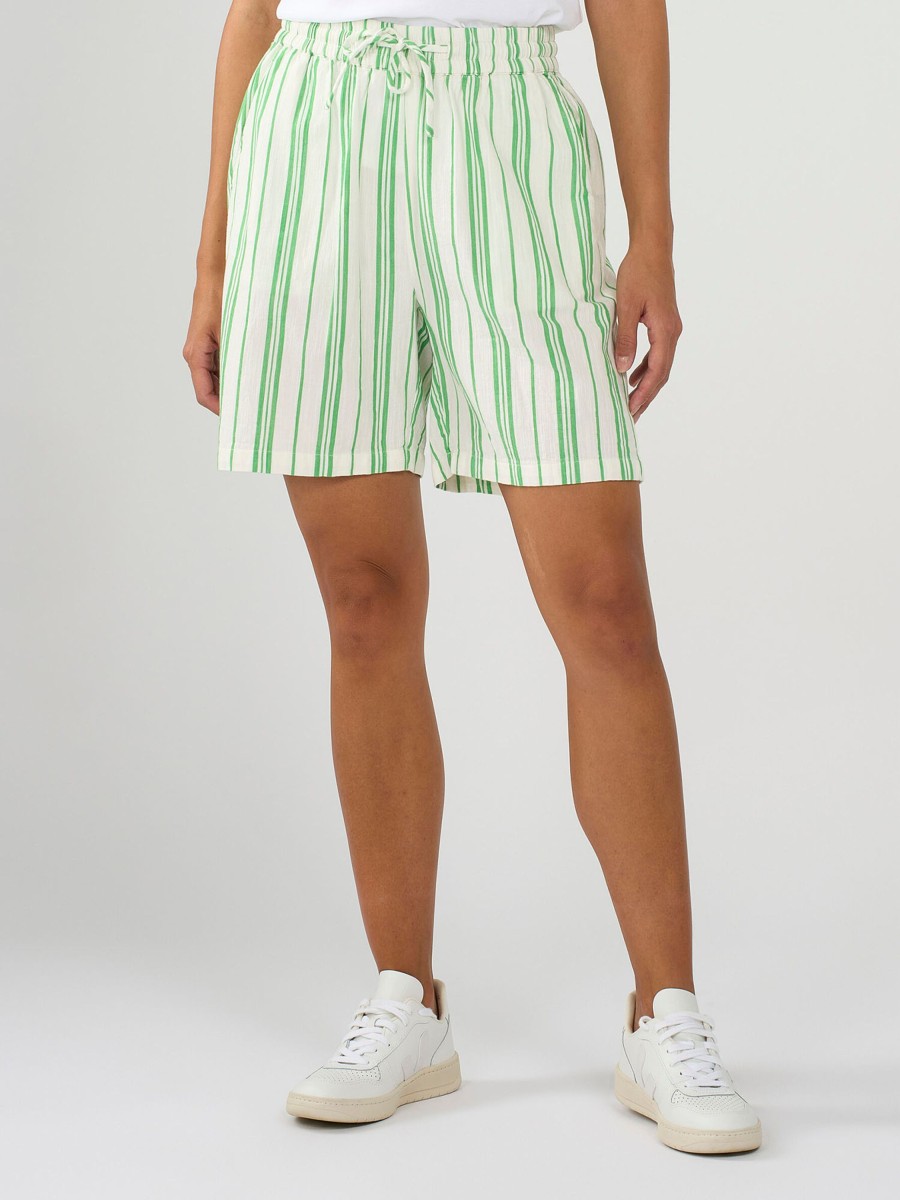 Damen Knowledge Cotton Apparel | Knowledge Cotton Apparel Cotton Elastic Waist Shorts Stripe | Xs