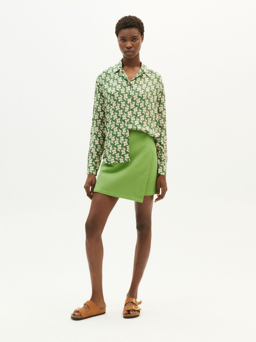 Damen Thinking MU | Thinking Mu Daisy Kati Blouse Green Flower | M