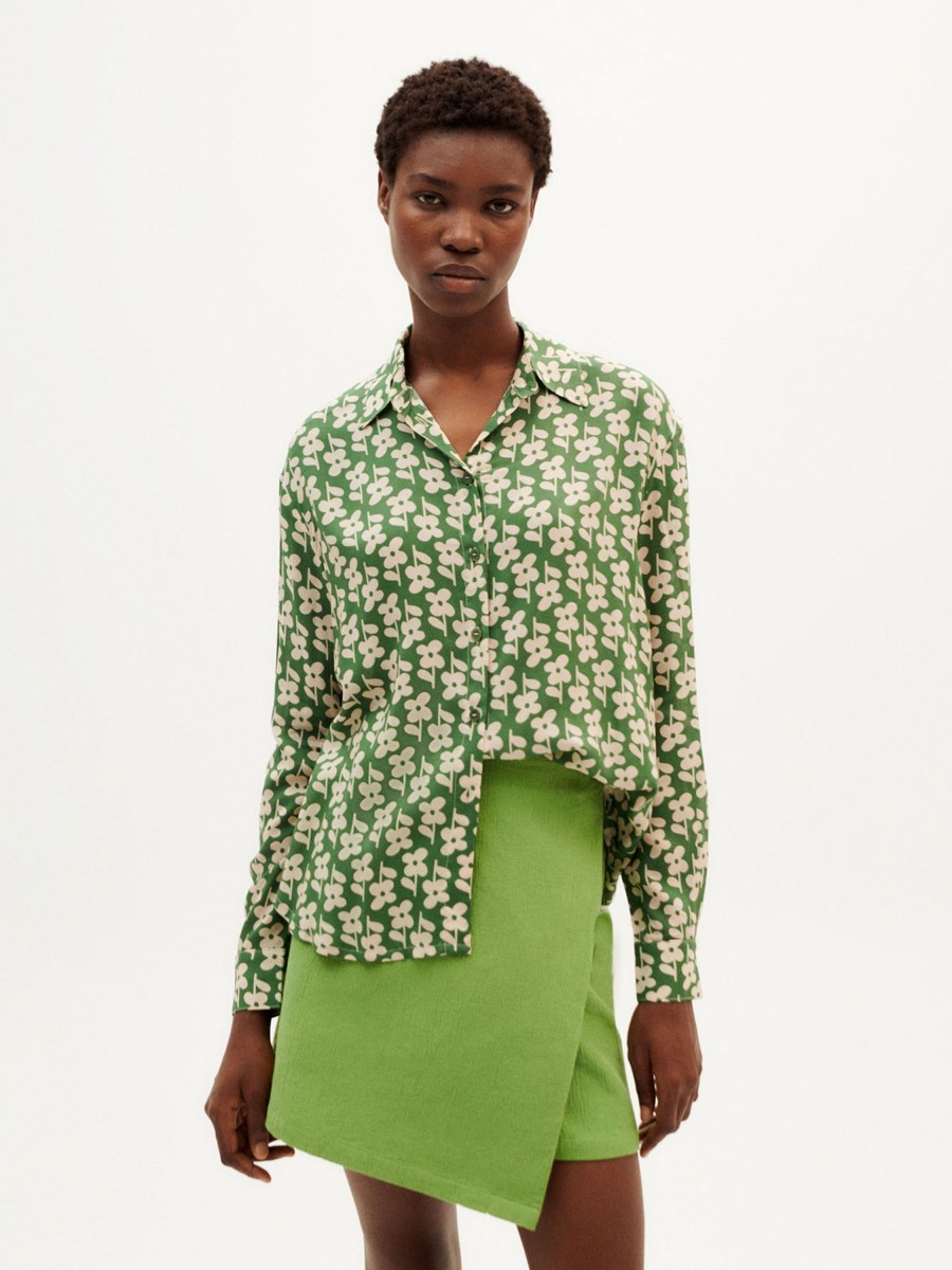 Damen Thinking MU | Thinking Mu Daisy Kati Blouse Green Flower | M