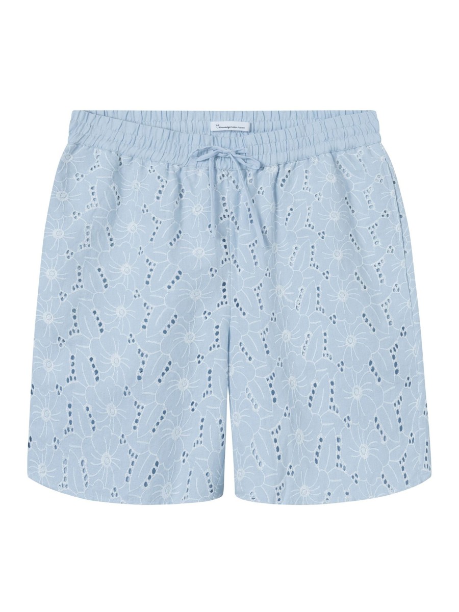 Damen Knowledge Cotton Apparel | Knowledge Cotton Apparel Embroidery Anglaise Shorts Skyway | Xs