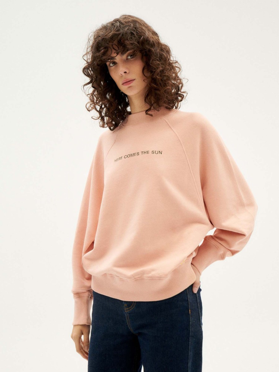 Damen Thinking MU | Thinking Mu Here Comes The Sun Sweatshirt Coral Fantine | Xs