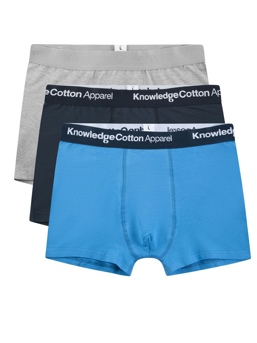 Herren Knowledge Cotton Apparel | Knowledge Cotton Apparel 3-Pack Underwear Azure Blue | S