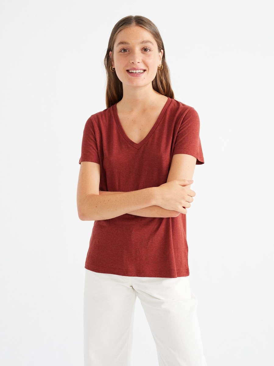 Damen Thinking MU | Thinking Mu Hemp Clavel T-Shirt Teja | M