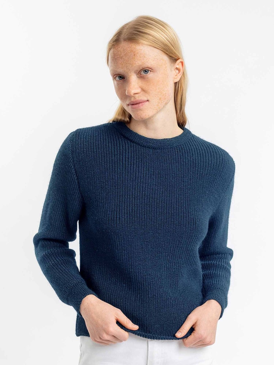 Damen Rotholz | Rotholz Cropped Knit Sweater Midnight Blue | Xs