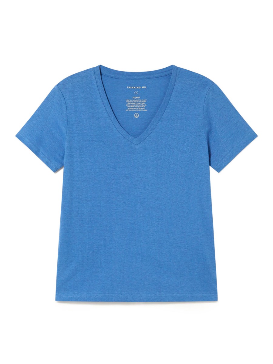 Damen Thinking MU | Thinking Mu Hemp Clavel T-Shirt Heritage Blue | Xs