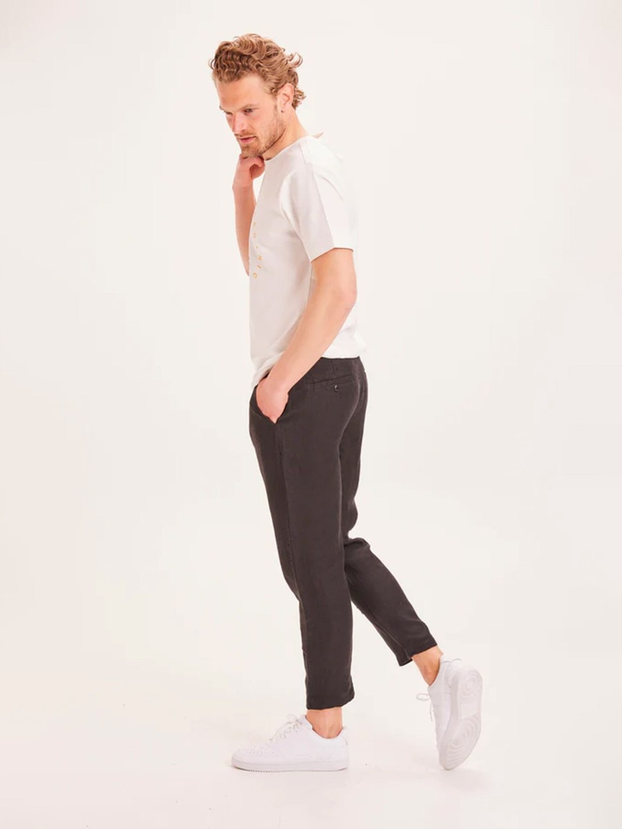 Herren Knowledge Cotton Apparel | Knowledge Cotton Apparel Bob Loose Linen Pant Black Jet | 33/32