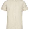 Herren Knowledge Cotton Apparel | Knowledge Cotton Apparel Larch Ss Linen Custom Fit Shirt Light Feather Gray | S