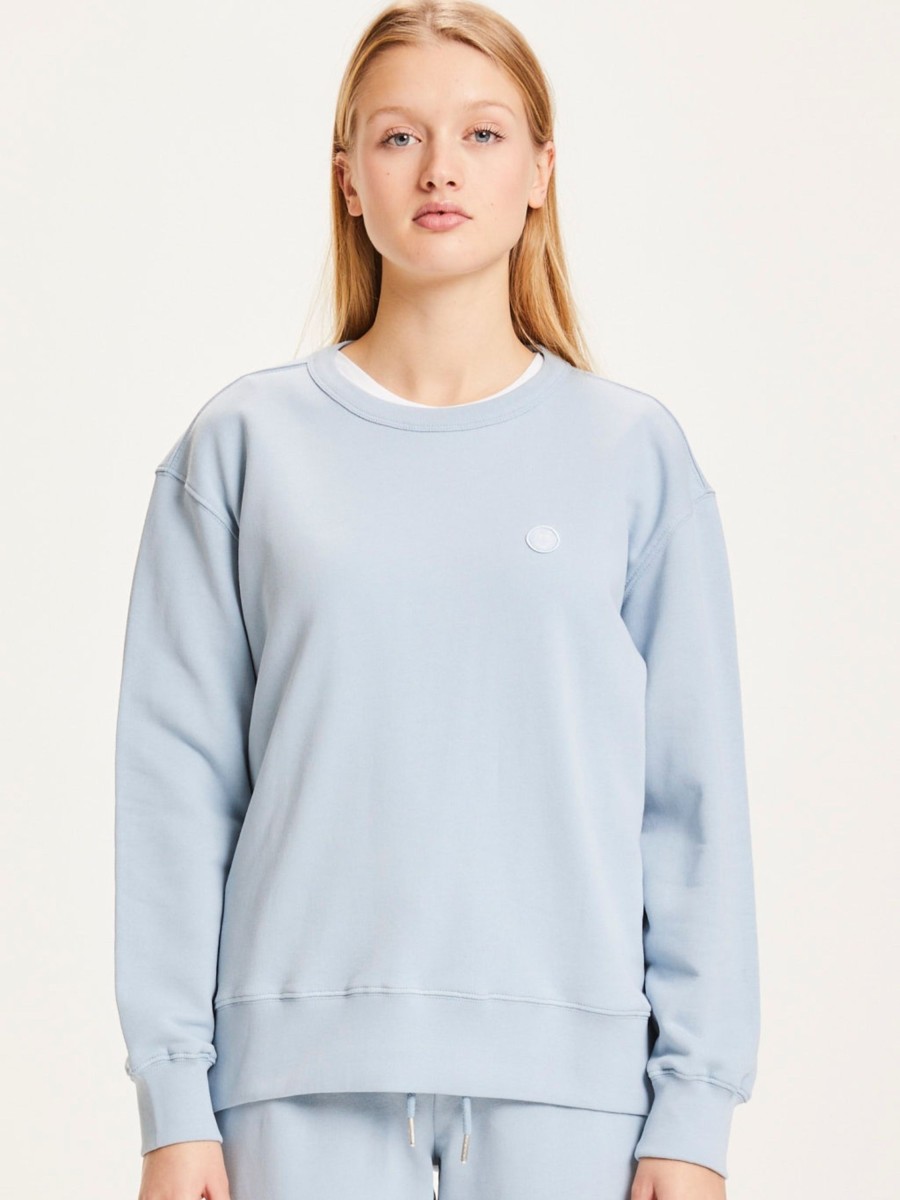 Damen Knowledge Cotton Apparel | Knowledge Cotton Apparel Daphne Basic Badge Sweat Blue Fog | Xs