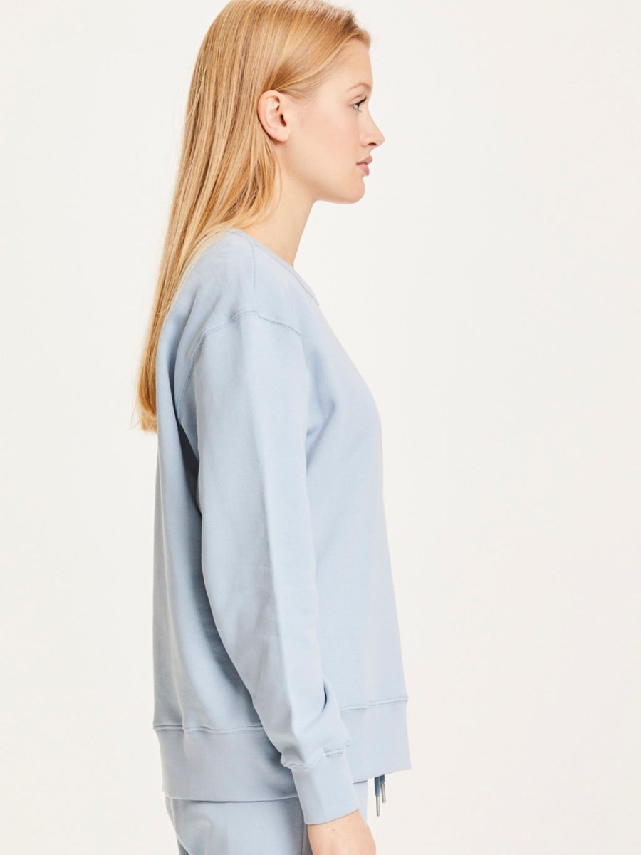 Damen Knowledge Cotton Apparel | Knowledge Cotton Apparel Daphne Basic Badge Sweat Blue Fog | Xs