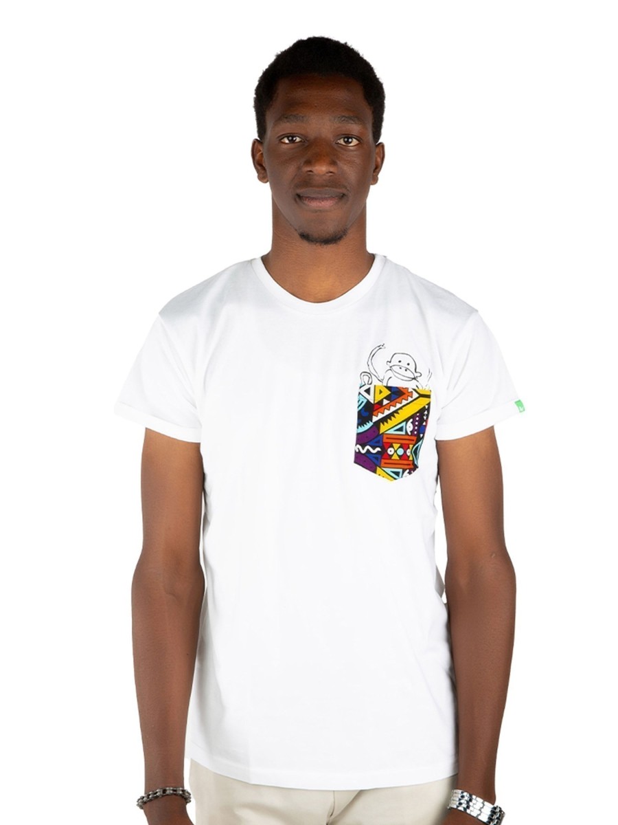 Herren Kipepeo Clothing | Kipepeo Clothing Nyani Mu00E4Nner T-Shirt White | M