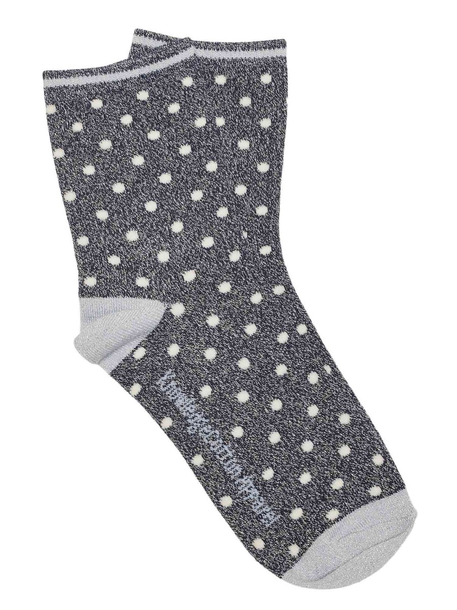 Damen Knowledge Cotton Apparel | Knowledge Cotton Apparel Lurex Glitter Dot Socks Total Eclipse | 35-38