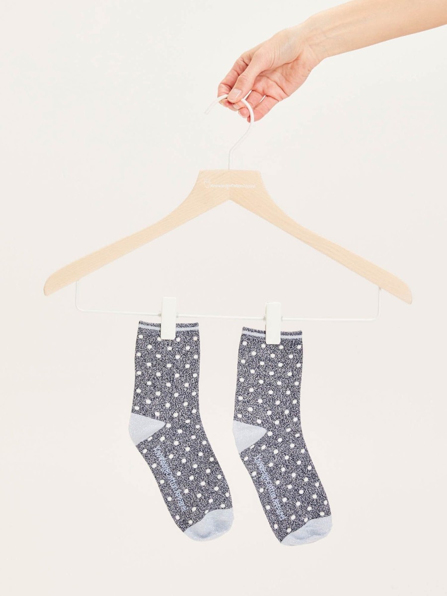 Damen Knowledge Cotton Apparel | Knowledge Cotton Apparel Lurex Glitter Dot Socks Total Eclipse | 35-38