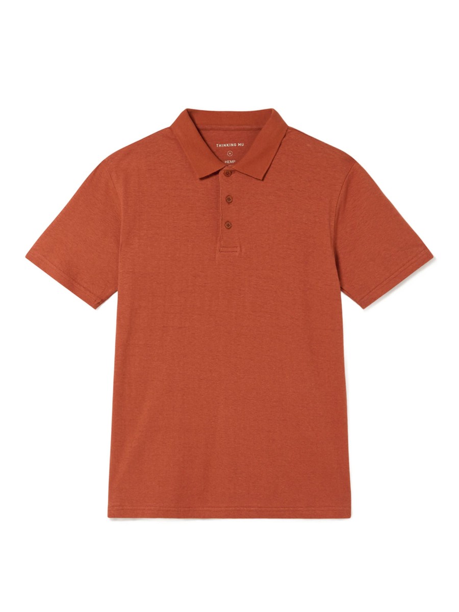 Herren Thinking MU | Thinking Mu Hemp Polo Clay Red | S