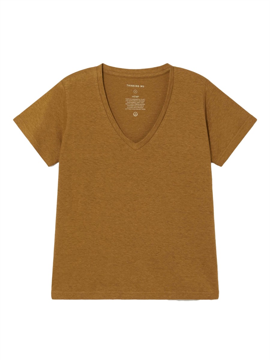 Damen Thinking MU | Thinking Mu Hemp Clavel T-Shirt Brown | M