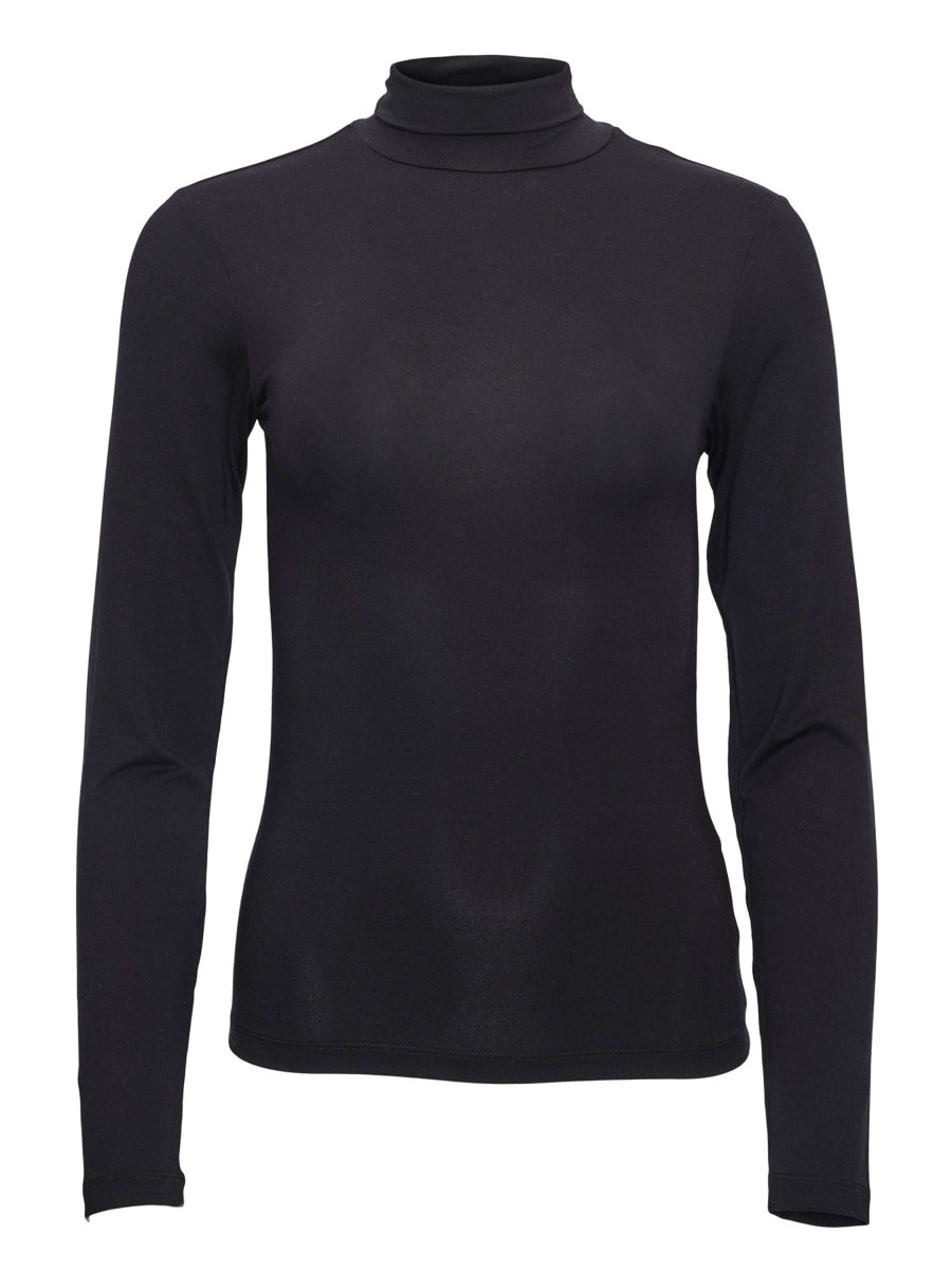 Damen Knowledge Cotton Apparel | Knowledge Cotton Apparel Susan Roll Neck Black Jet | L