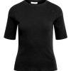 Damen Knowledge Cotton Apparel | Knowledge Cotton Apparel Canna Rib Tee Black Jet | Xs