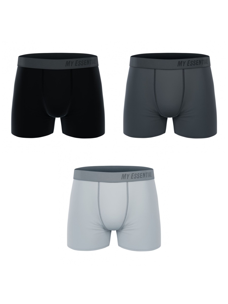 Herren MY ESSENTIAL CLOTHING | My Essential Clothing 3 Pack Boxers Mix Grey | S