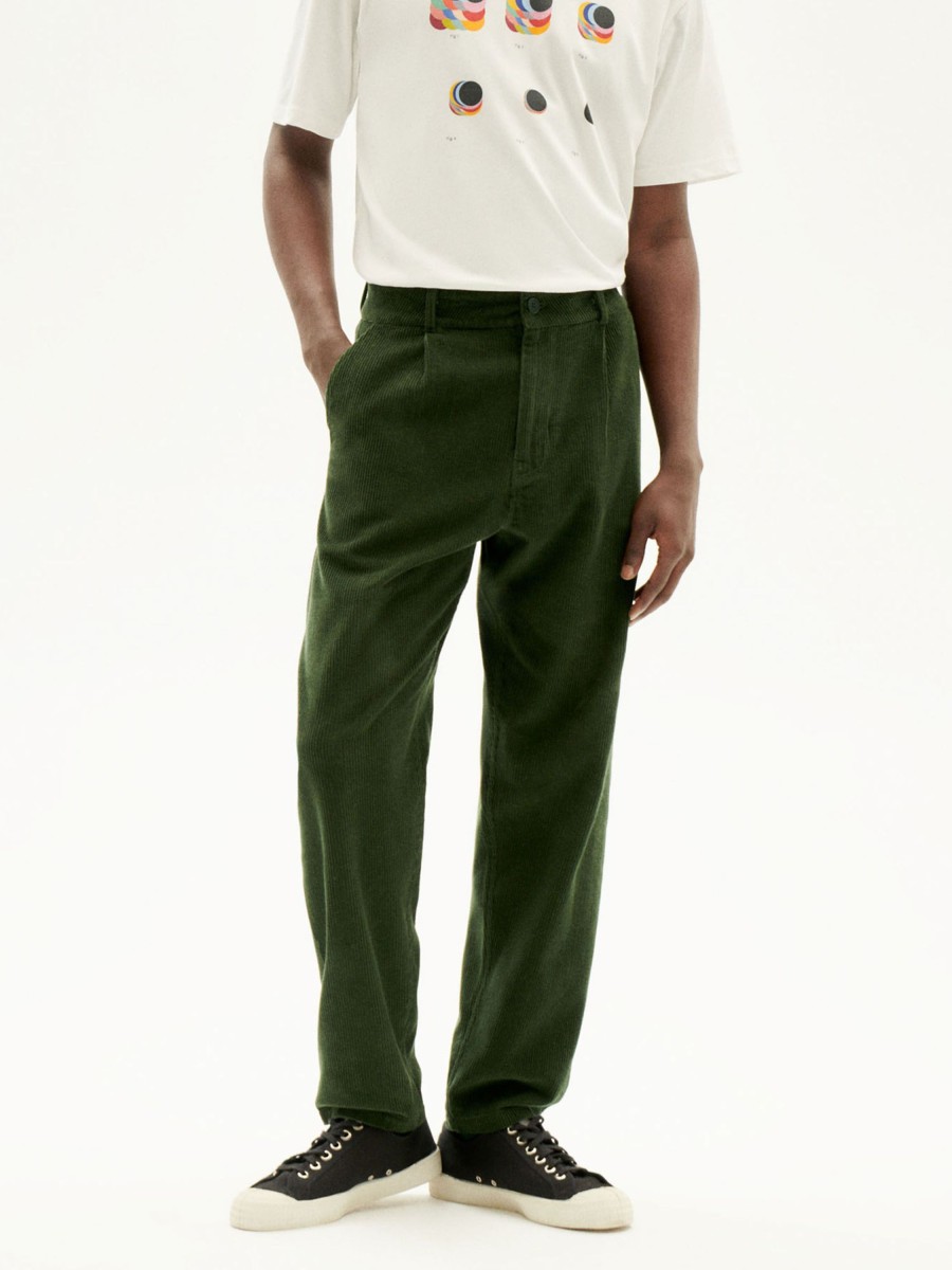 Herren Thinking MU | Thinking Mu Wotan Corduroy Pants Bottle Green | 40