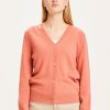 Damen Knowledge Cotton Apparel | Knowledge Cotton Apparel Lotus Lambswool V-Neck Cardigan Terra Cotta | S