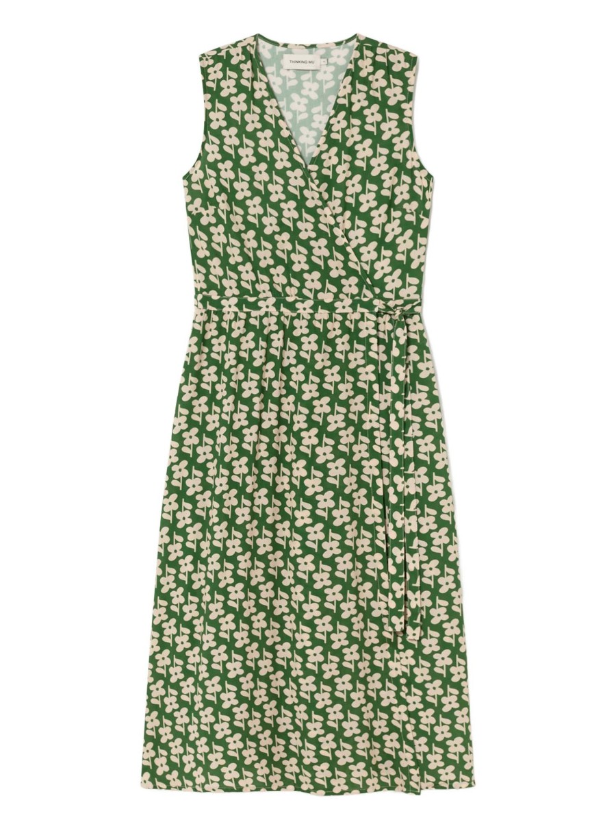 Damen Thinking MU | Thinking Mu Amapola Dress Green Flower | L