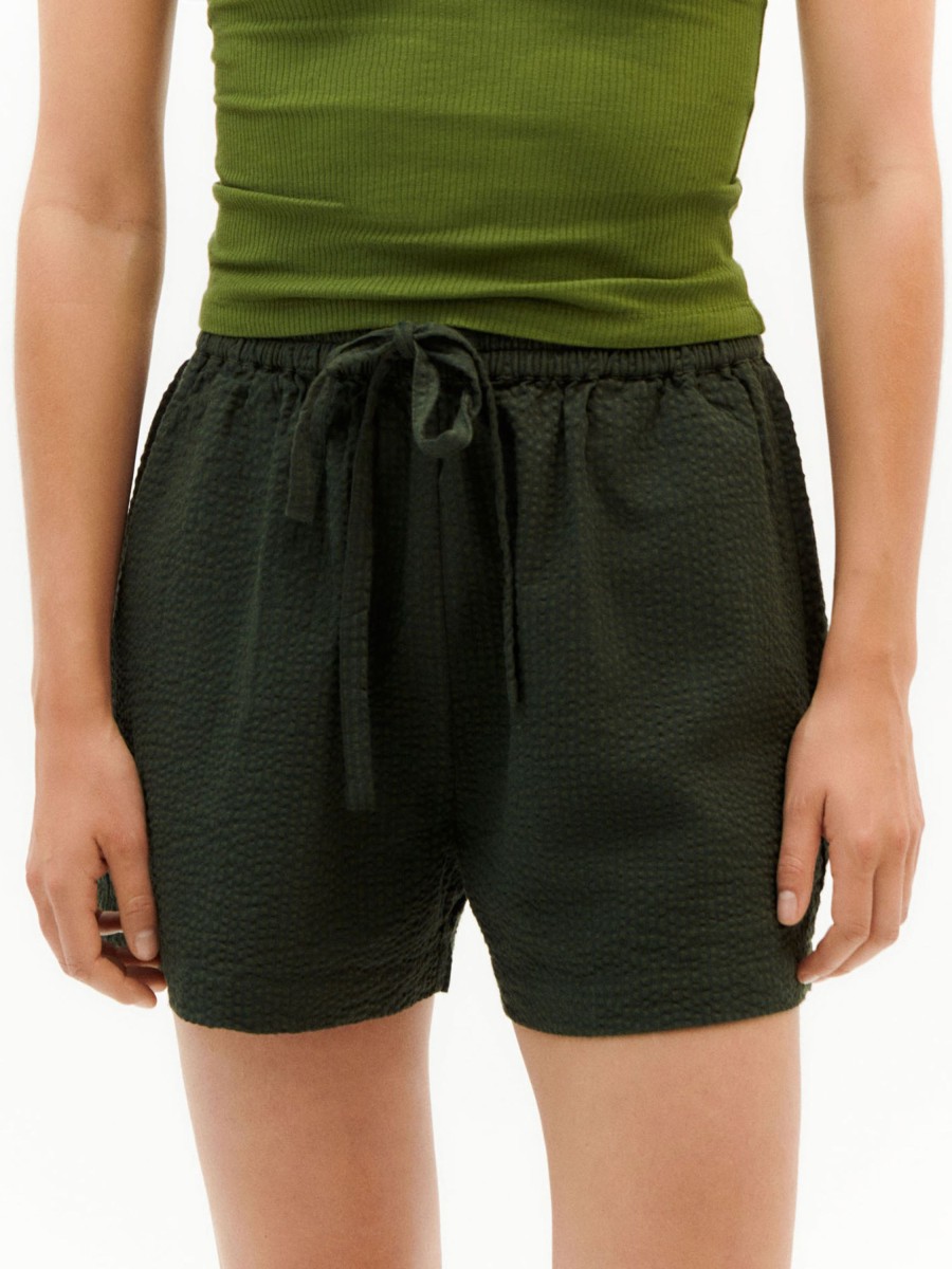 Damen Thinking MU | Thinking Mu Geranio Shorts Green Seersucker Checks | S