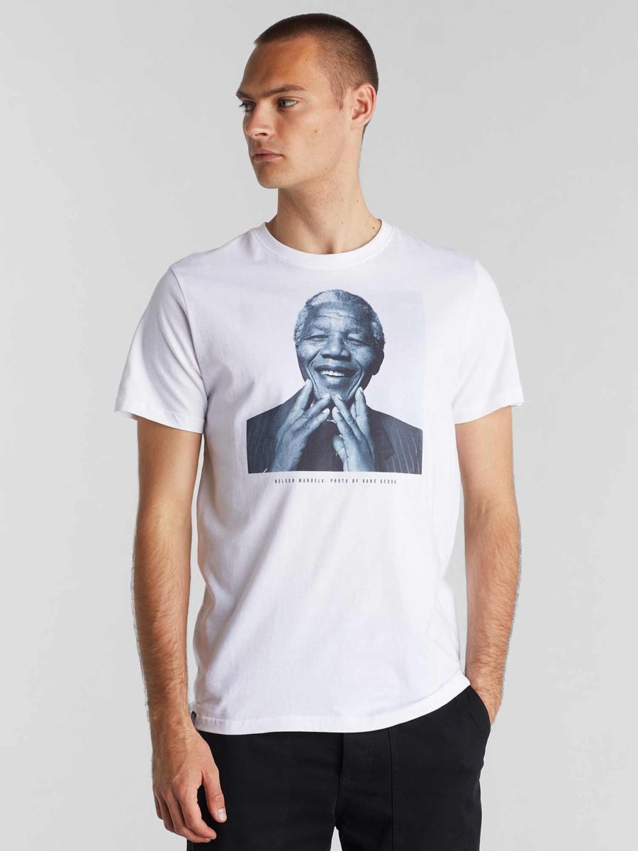 Herren DEDICATED | Dedicated T-Shirt Stockholm Mandela Smile White | S