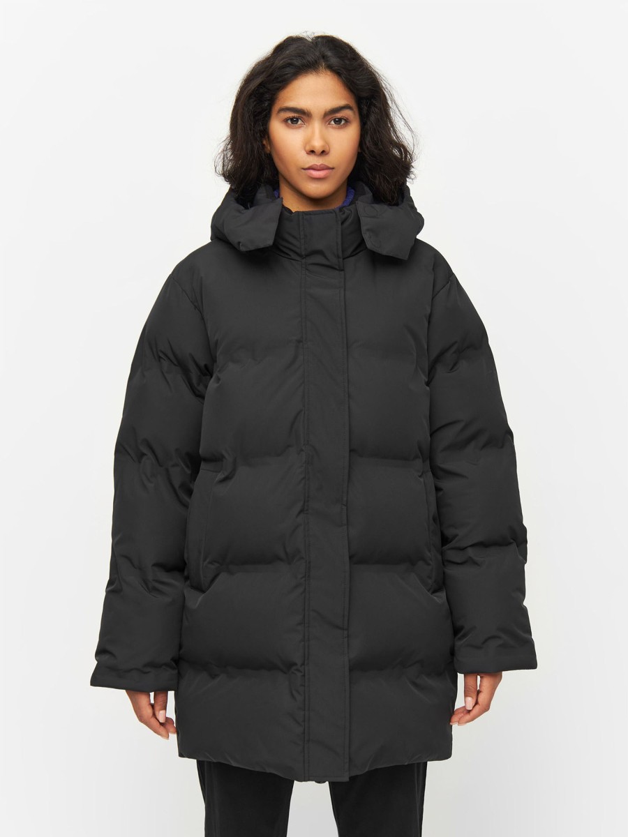 Damen Knowledge Cotton Apparel | Knowledge Cotton Apparel Allyssa Long Puffer Jacket Black Jet | Xs