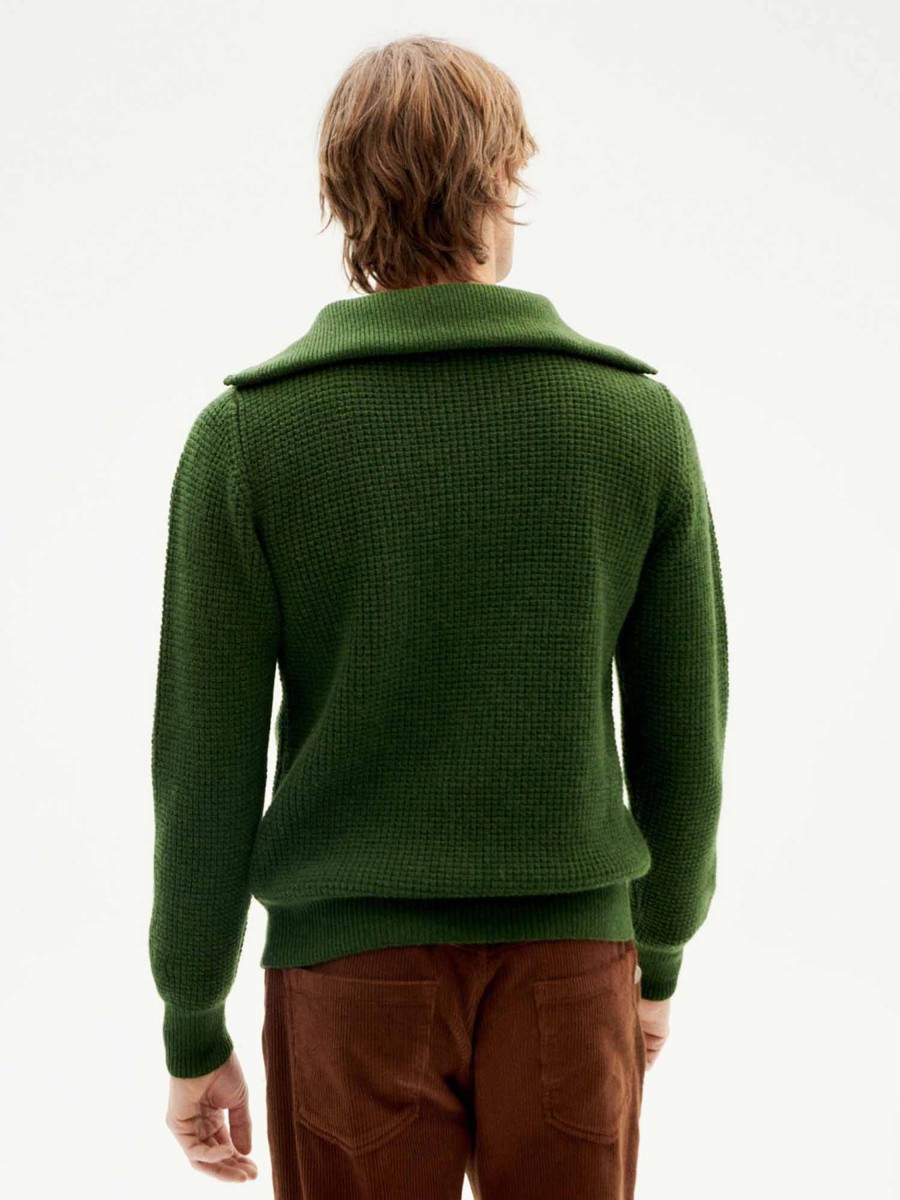 Herren Thinking MU | Thinking Mu Helio Knitted Sweater Dark Green | M