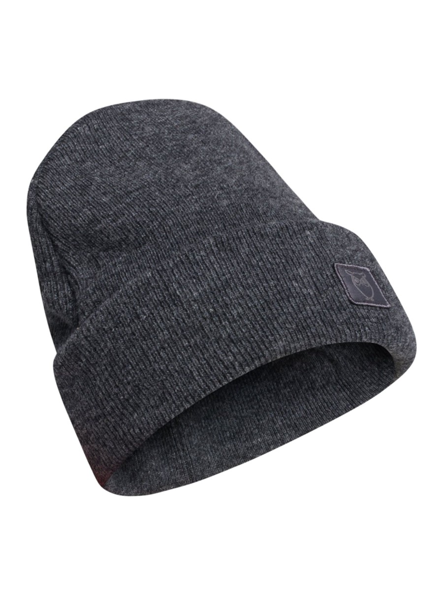 Herren Knowledge Cotton Apparel | Knowledge Cotton Apparel Leaf Organic Wool Beanie Dark Grey Melange | Onesize