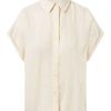 Damen Knowledge Cotton Apparel | Knowledge Cotton Apparel Aster Fold Up Short Sleeve Linen Shirt Buttercream | S