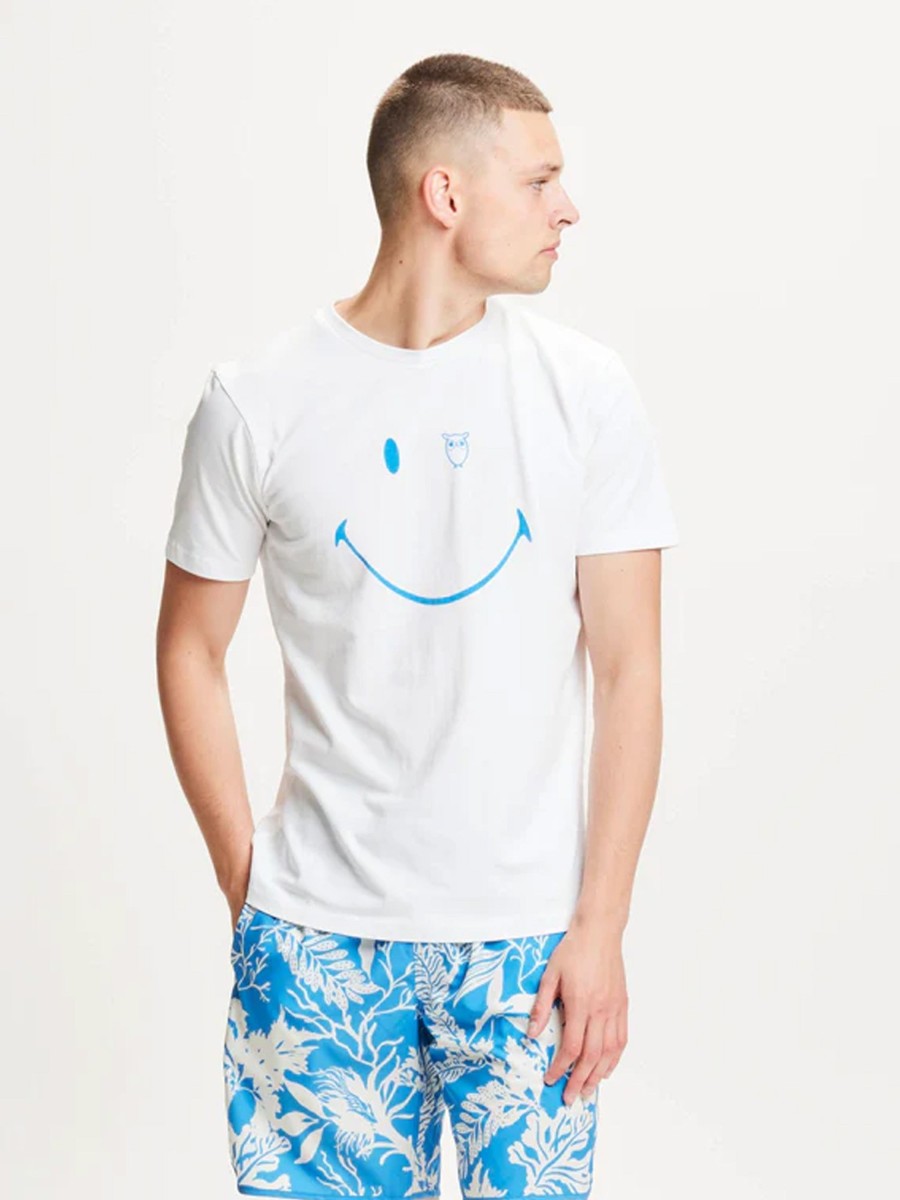 Herren Knowledge Cotton Apparel | Knowledge Cotton Apparel X Smiley Smile T-Shirt White | M