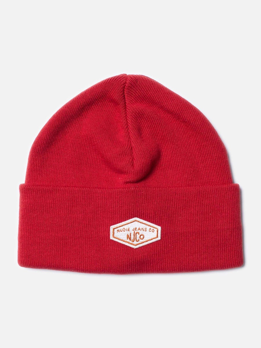 Herren Nudie Jeans | Nudie Jeans Beanie Njco Red | Onesize