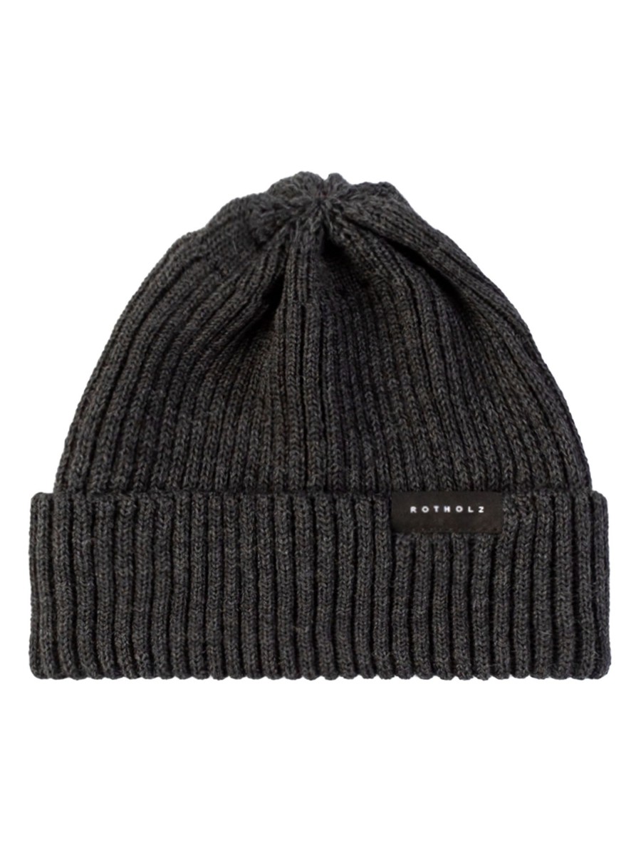 Herren Rotholz | Rotholz Short Ribbed Merino Beanie Anthracite | Onesize