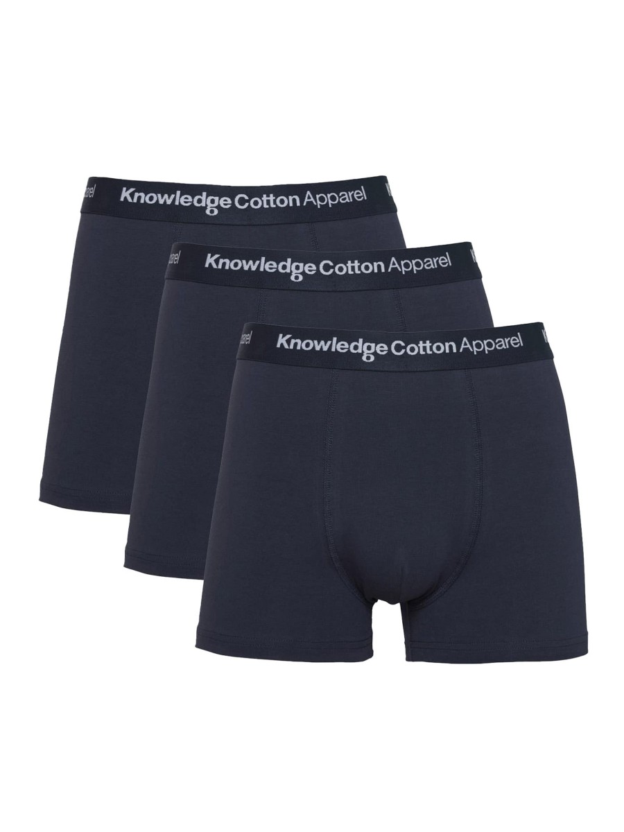 Herren Knowledge Cotton Apparel | Knowledge Cotton Apparel 3-Pack Underwear Total Eclipse | S