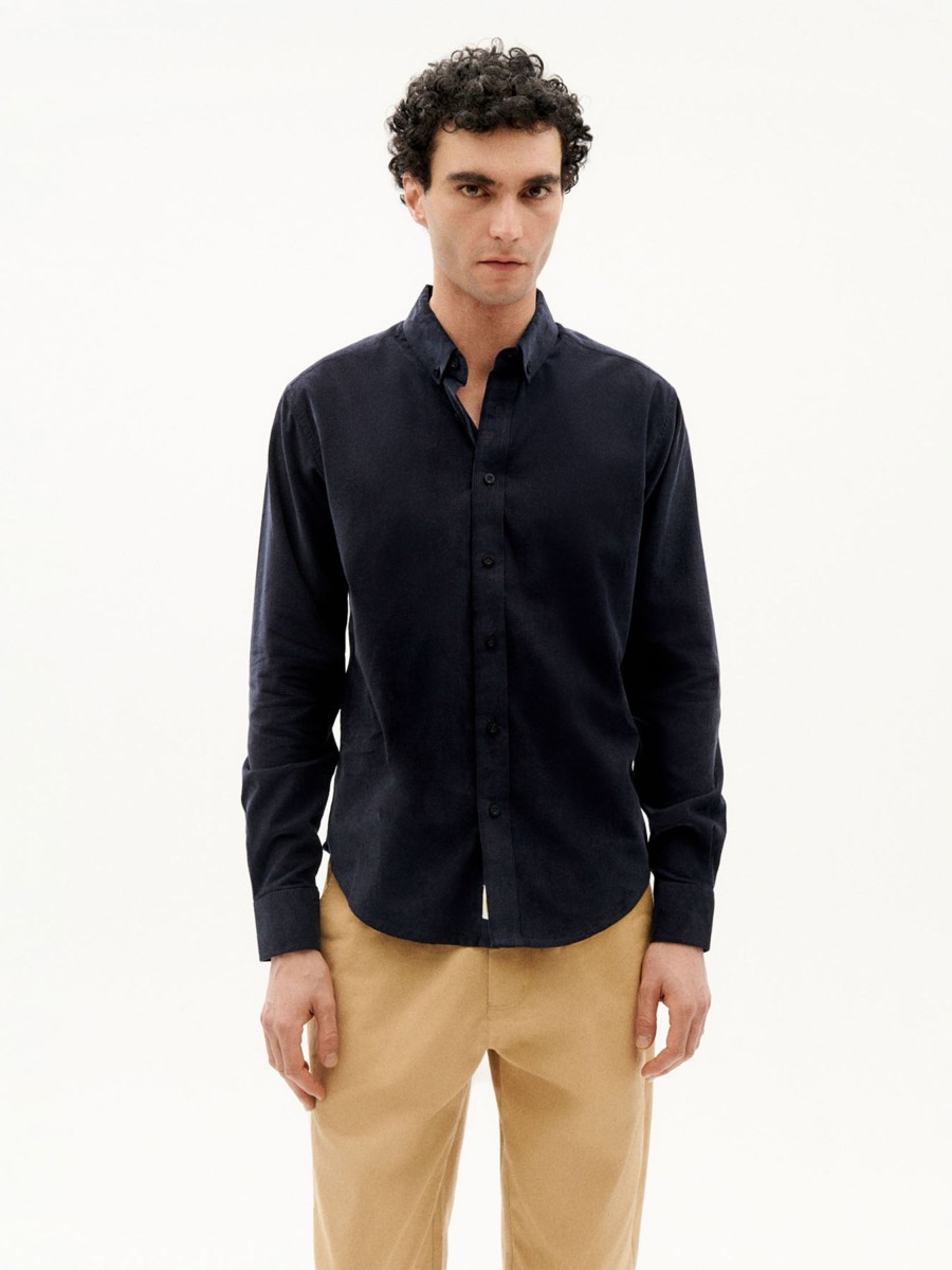 Herren Thinking MU | Thinking Mu Microcorduroy Ant Shirt Navy | S