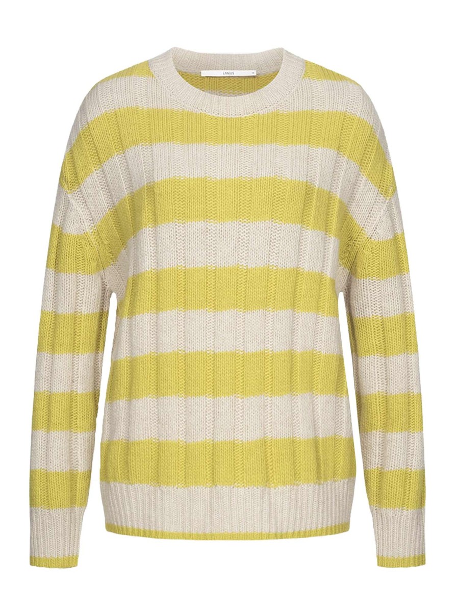 Damen LANIUS | Lanius Pullover Mit Blockstreifen Cream Mel Neon Yellow | 34