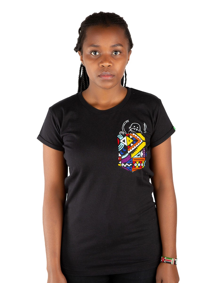 Damen Kipepeo Clothing | Nyani Frauen T-Shirt Black | S