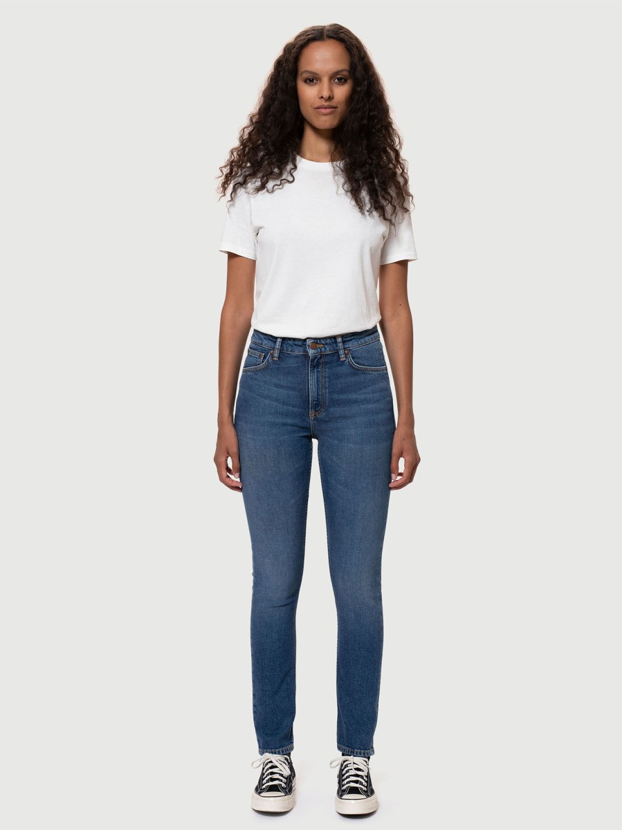 Damen Nudie Jeans | Nudie Jeans Mellow Mae Blue Mud | 26/30