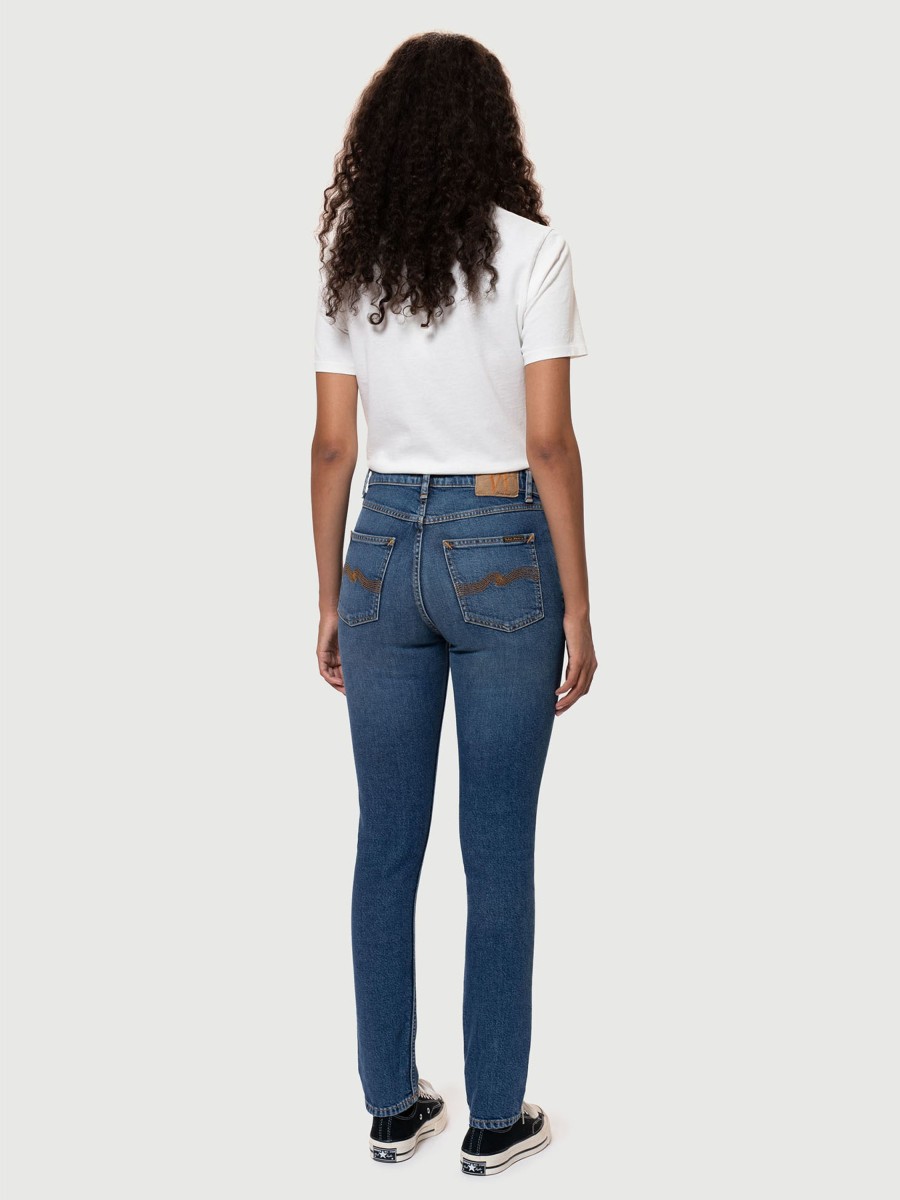 Damen Nudie Jeans | Nudie Jeans Mellow Mae Blue Mud | 26/30