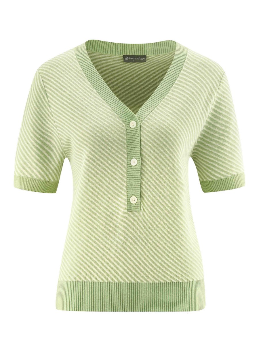 Damen HempAge | Hempage Halbarmpullover Matcha-Nature | S