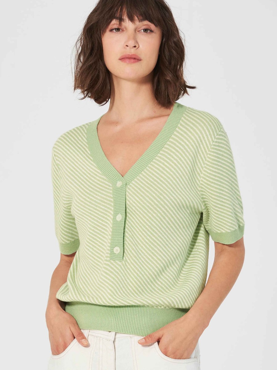 Damen HempAge | Hempage Halbarmpullover Matcha-Nature | S