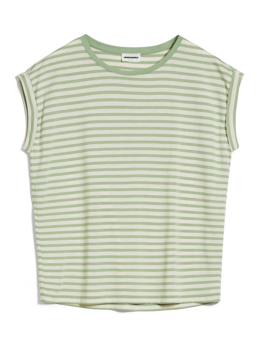 Damen ARMEDANGELS | Armedangels Jilaana Stripes Smith Green - Oatmiilk | S