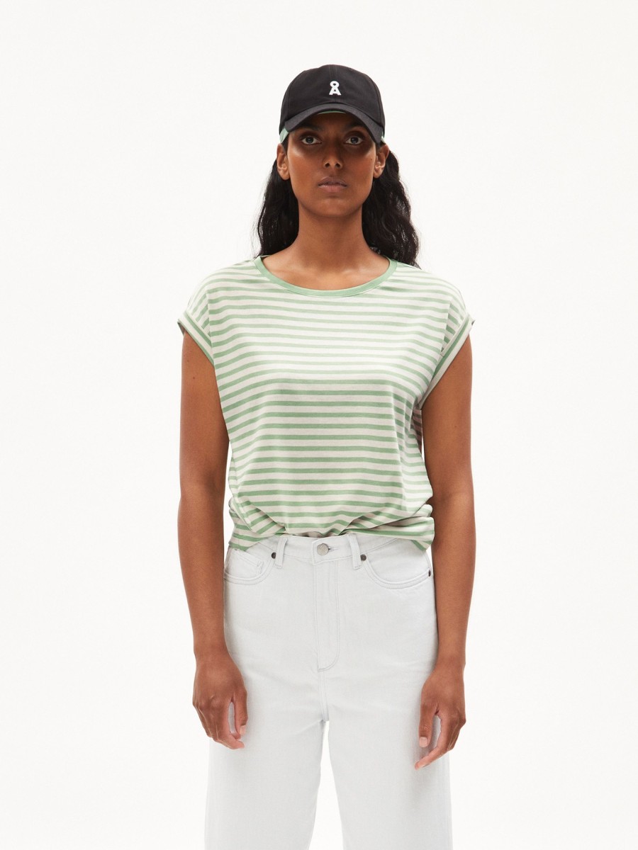 Damen ARMEDANGELS | Armedangels Jilaana Stripes Smith Green - Oatmiilk | S