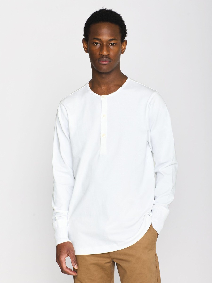 Herren Knowledge Cotton Apparel | Knowledge Cotton Apparel Bo Longsleeve Henley Bright White | S