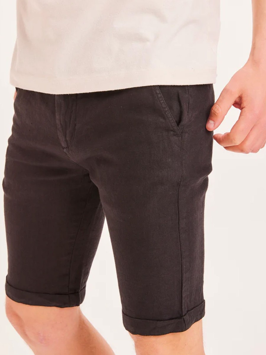 Herren Knowledge Cotton Apparel | Knowledge Cotton Apparel Chuck Linen Shorts Black Jet | 30